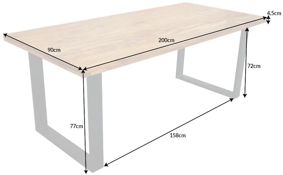 Jedálenský stôl Iron Craft 200cm Sheesham 45mm