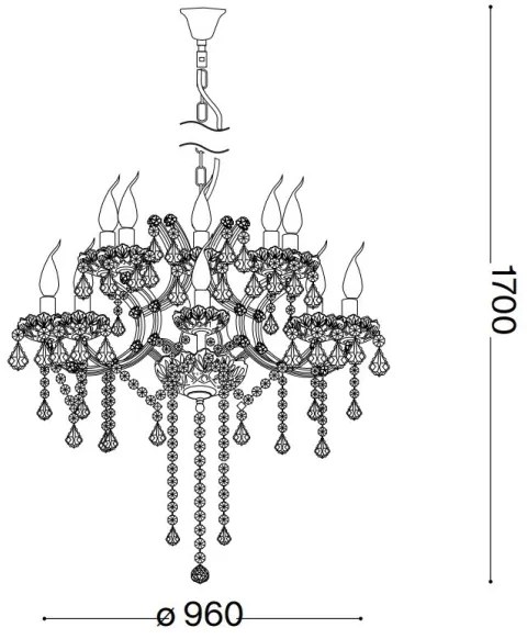 Ideal Lux - Krištáľový luster na reťazi NAPOLEON 18xE14/40W/230V pr. 96 cm chróm