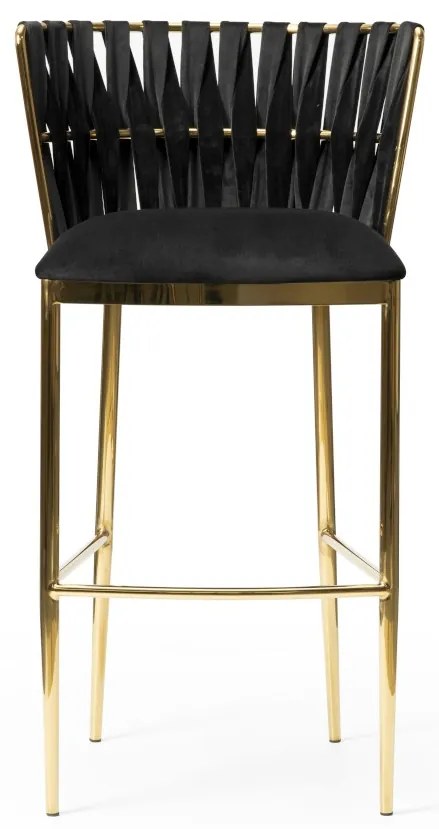 BAROVÁ STOLIČKA ALETTA ČIERNY ZAMAT + ZLATÁ 70