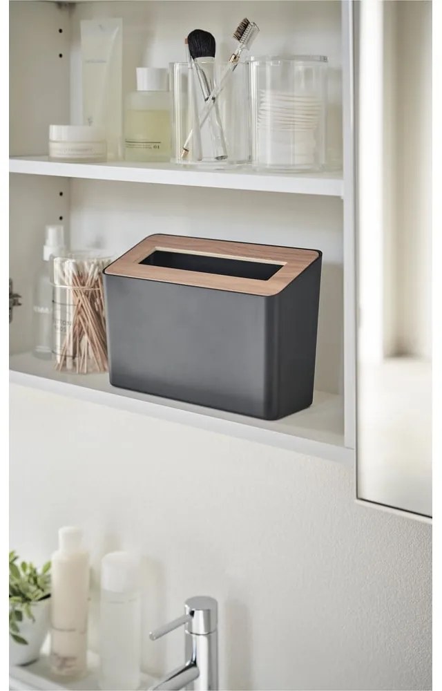 Čierny stolový kôš na odpadky Yamazaki Rin, 2,3 l