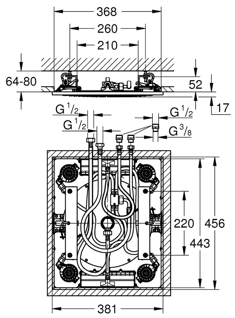 GROHE Rainshower F-series 15″ - Stropná sprcha s tromi prúdmi, chróm 27939001