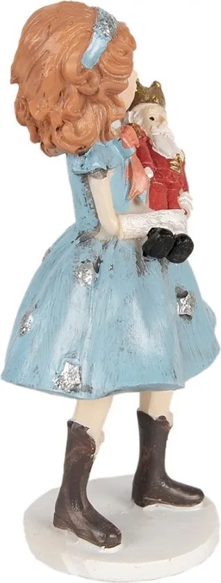 Dekorácia socha dievčatko v modrých šatách držiaca Luskáčka - 7*6*12 cm