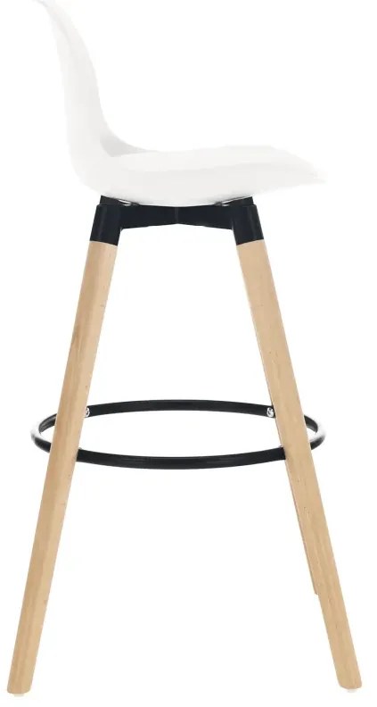Barová stolička, biela/buk, EVANS