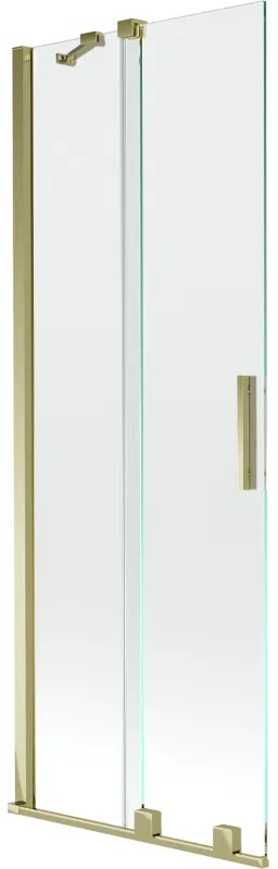 Mexen Velar, 2-krídlová posuvná vaňová zástena 75 x 150 cm, 8mm číre sklo, zlatý lesklý profil, 896-075-000-01-50