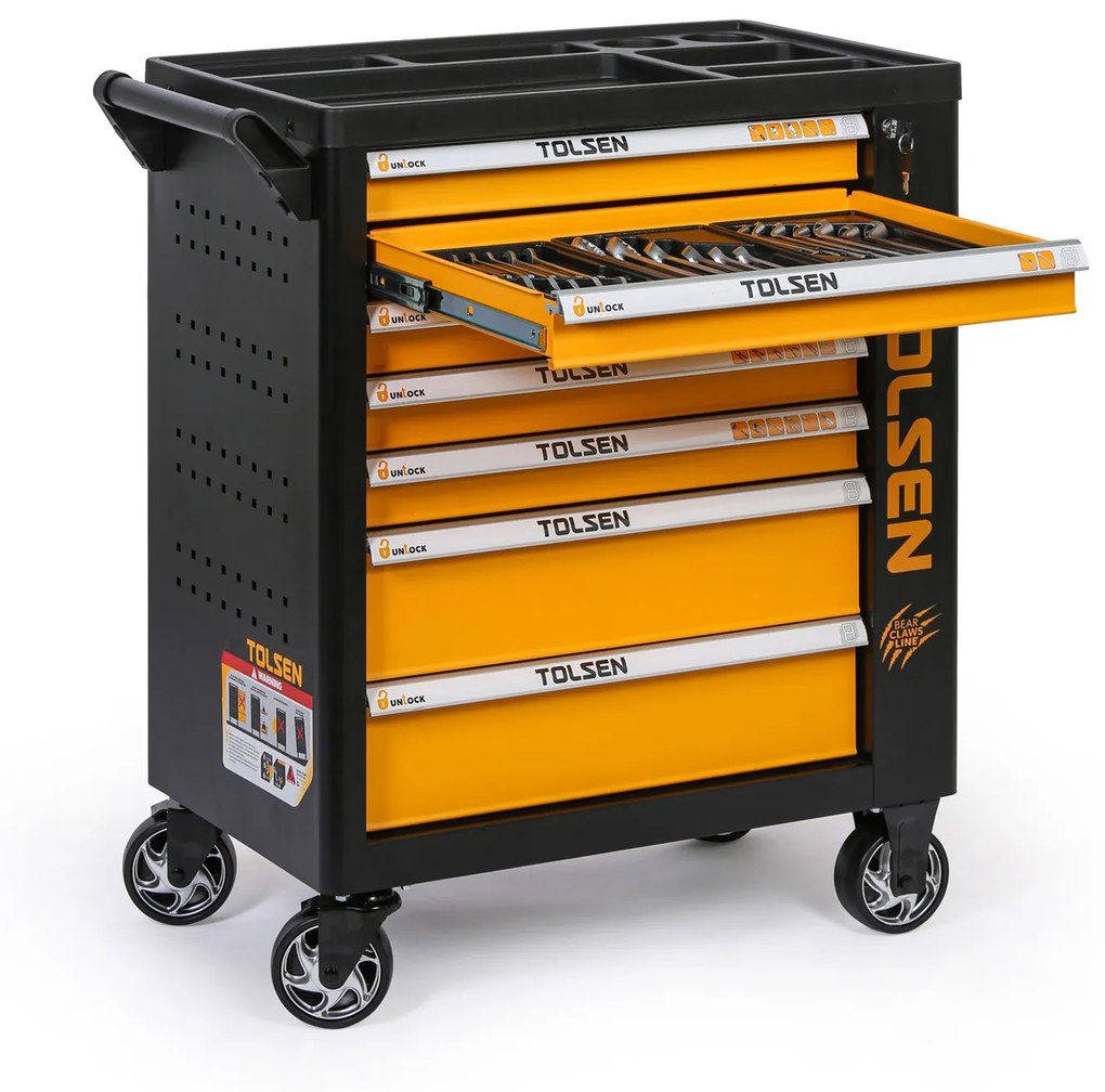 Tolsen Pojazdný dielenský vozík na náradie, vrátane 189 náradia, 7 zásuviek