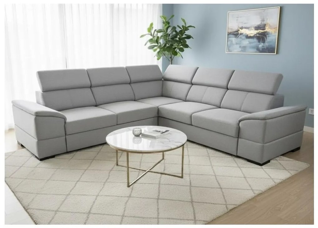 Univerzálna rohová rozkladacia sedacia súprava s úložným priestorom GRANADA sivá