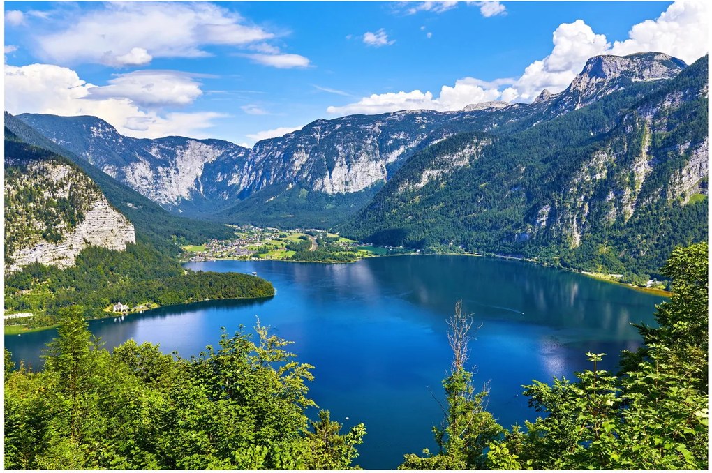 Obraz - Halštatské jazero, Hallstatt, Rakúsko (90x60 cm)