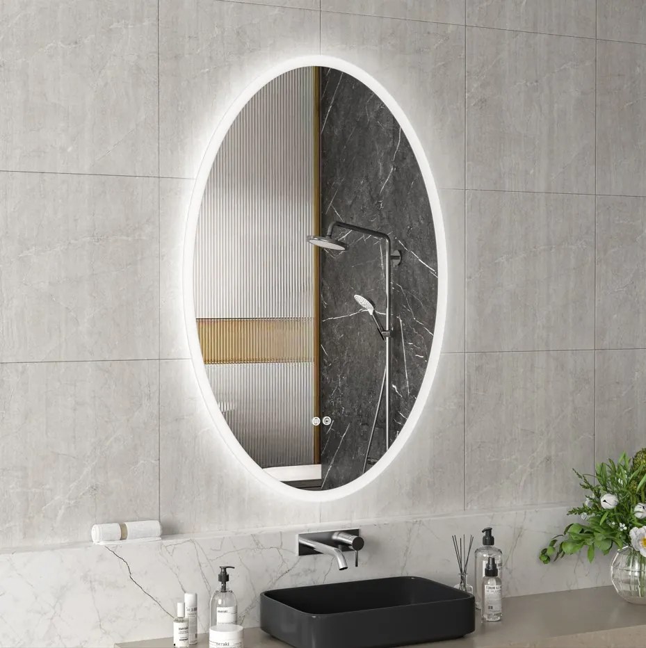 Erga Paola, oválne LED zrkadlo 80x120cm, 2990 lm, 3 farby svetla, predné a zadné osvetlenie, ERG-V01-302-1280-00