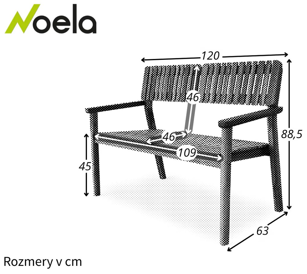 Noela Záhradná drevená lavička LUCY pre 2 osoby