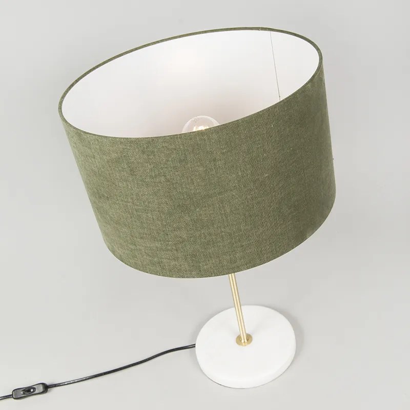 Stolná lampa mosadz s zeleným tienidlom 35 cm - Kaso