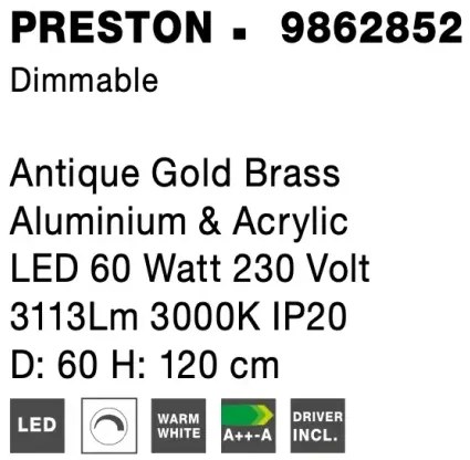 LED luster Preston 2 60 zlaté