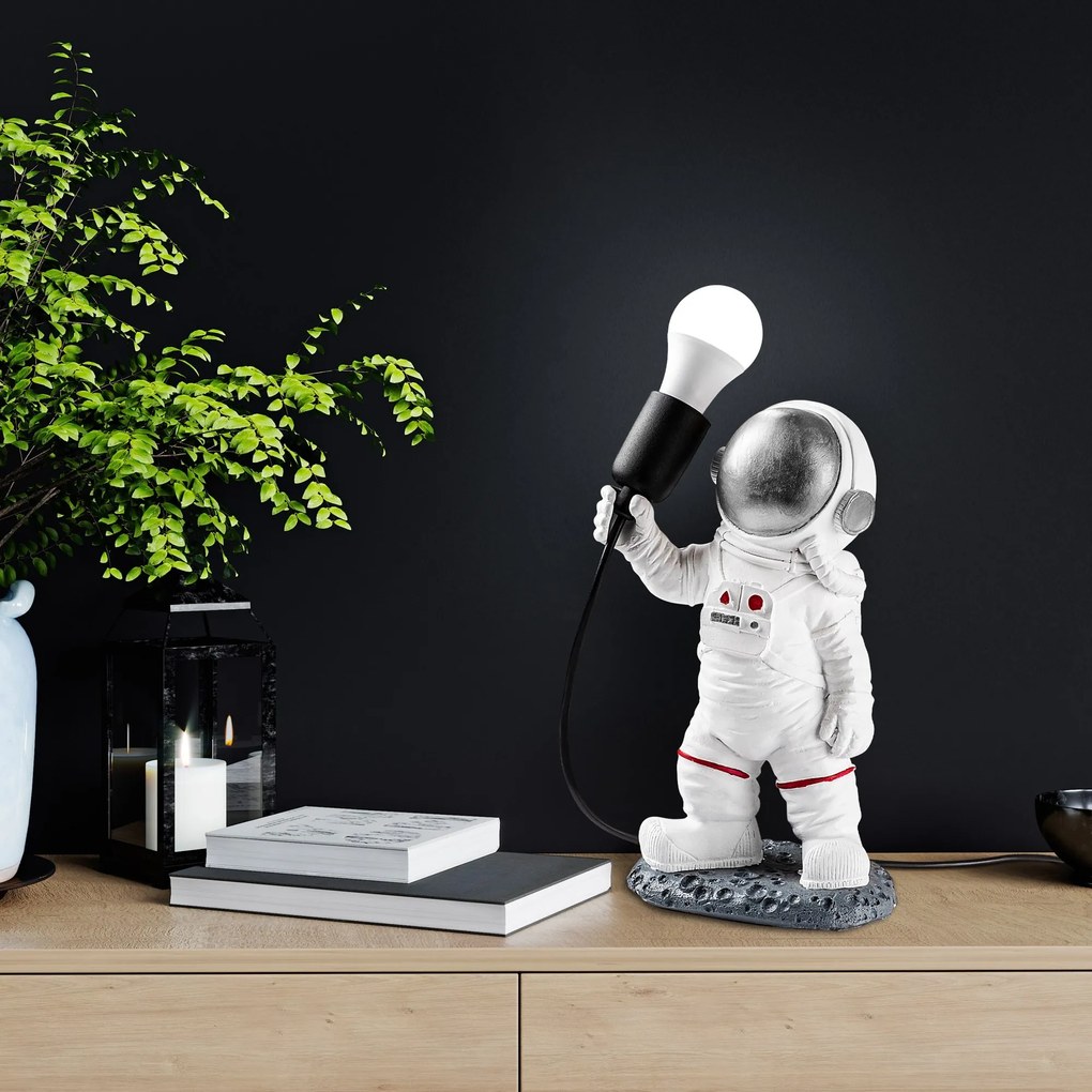 Stolní lampa Astronaut stříbrná/bílá