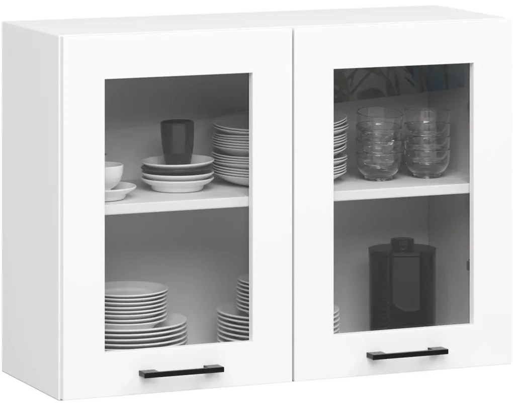 Kuchyňská rohová linka Olivie 3 m prosklená bílá/dub sonoma