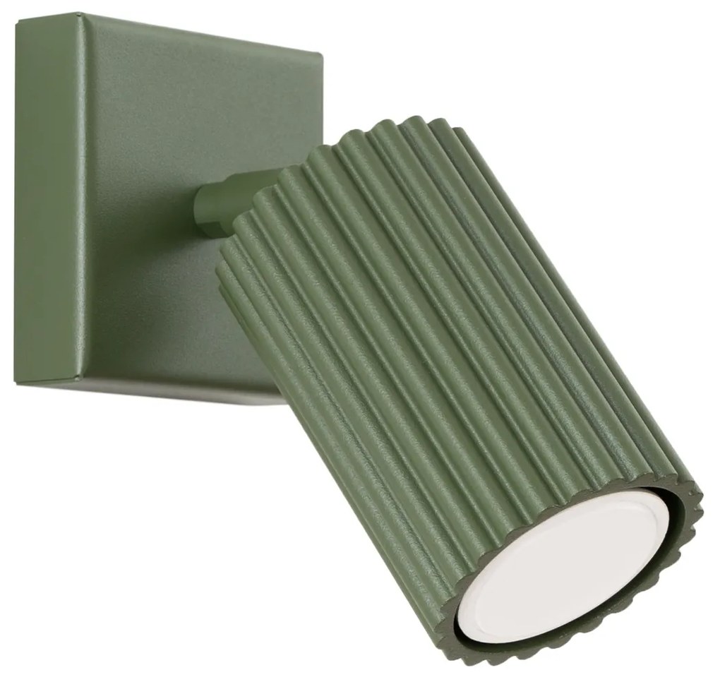 Bodové svietidlo Karbon, 1x olivovo zelené kovové tienidlo, (možnosť polohovania)