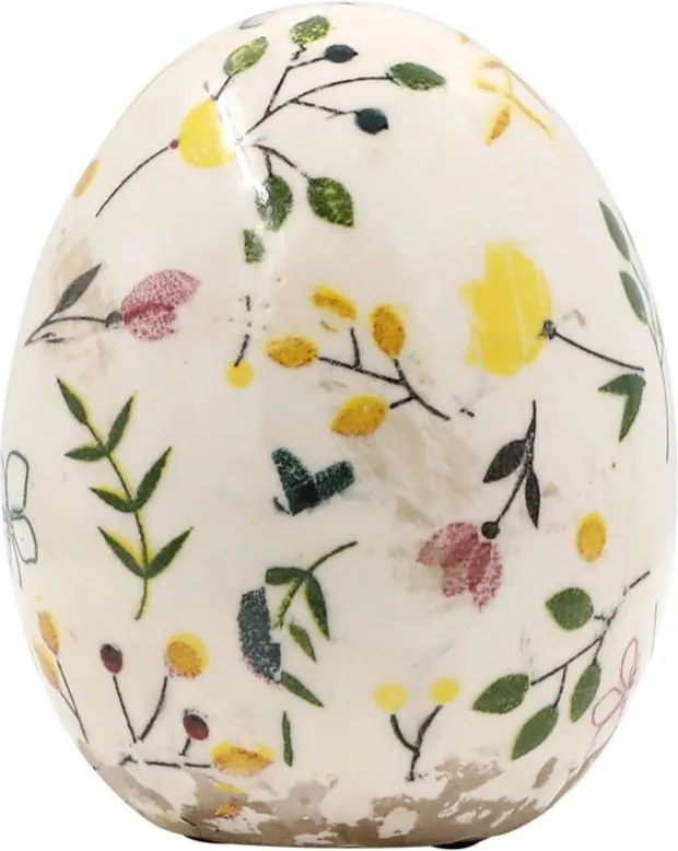 Závesné zelené dekoračné vajíčko so suchými kvetmi - Ø 5*7 cm