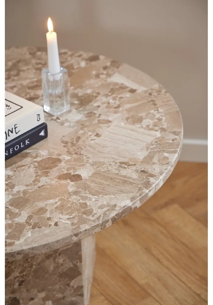 Svetlohnedý mramorový okrúhly konferenčný stolík ø 80 cm Naxos – Actona