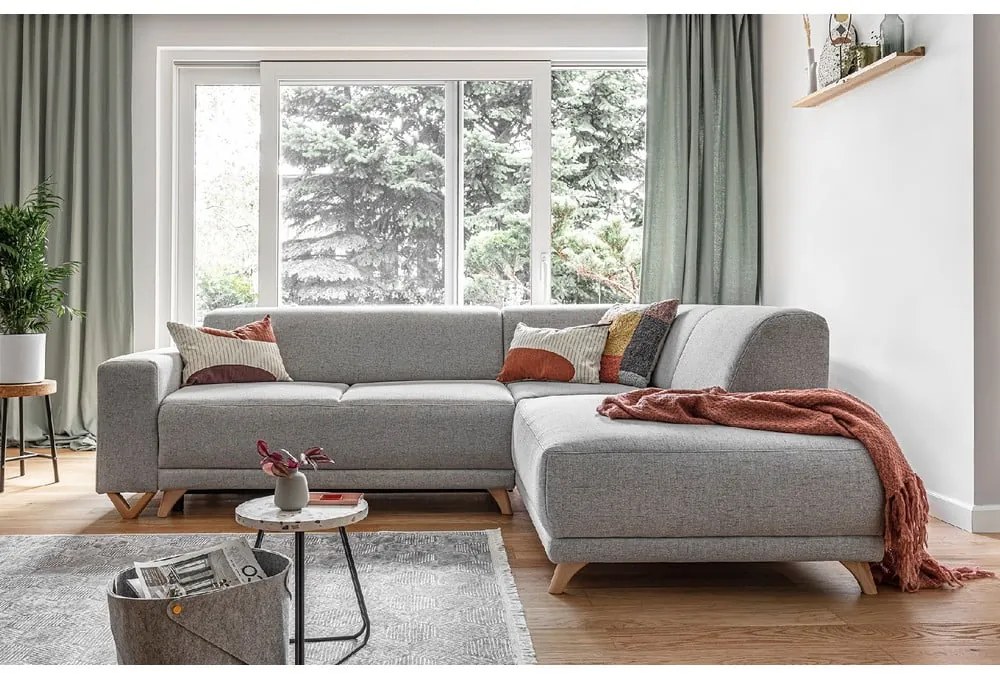 Svetlosivá rozkladacia/s úložným priestorom rohová pohovka (pravý roh/do L) Classy Sophie – Miuform