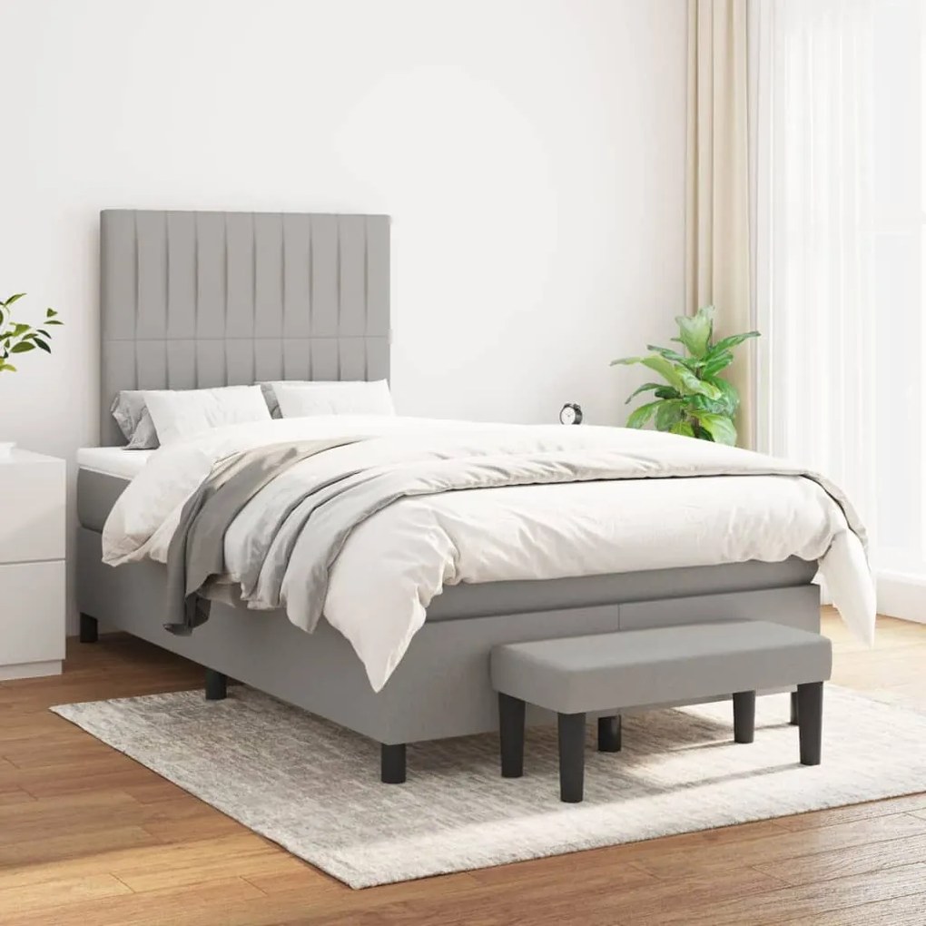 Boxspring posteľ s matracom bledosivá 120x200 cm látka 3136741