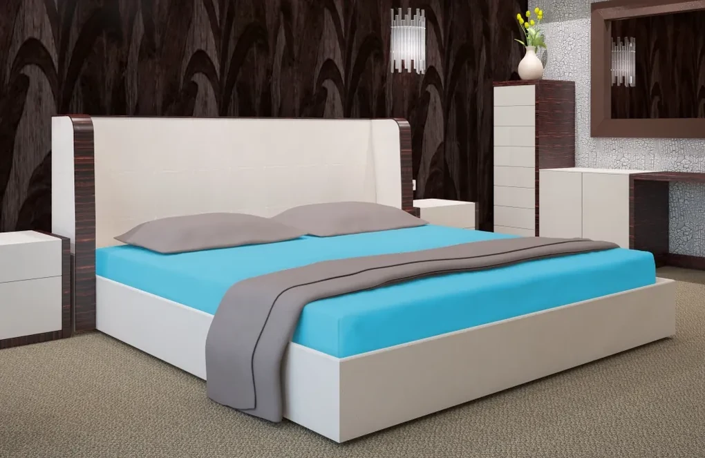 Dekorstudio Prestieradlo Jersey s gumičkou tyrkysové PRZJ6 Rozmer plachty: 180x200cm