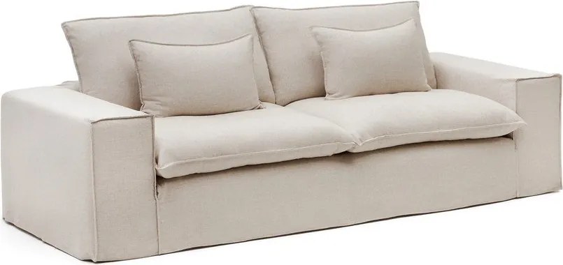 Béžová ľanová pohovka 280 cm Anarela – Kave Home