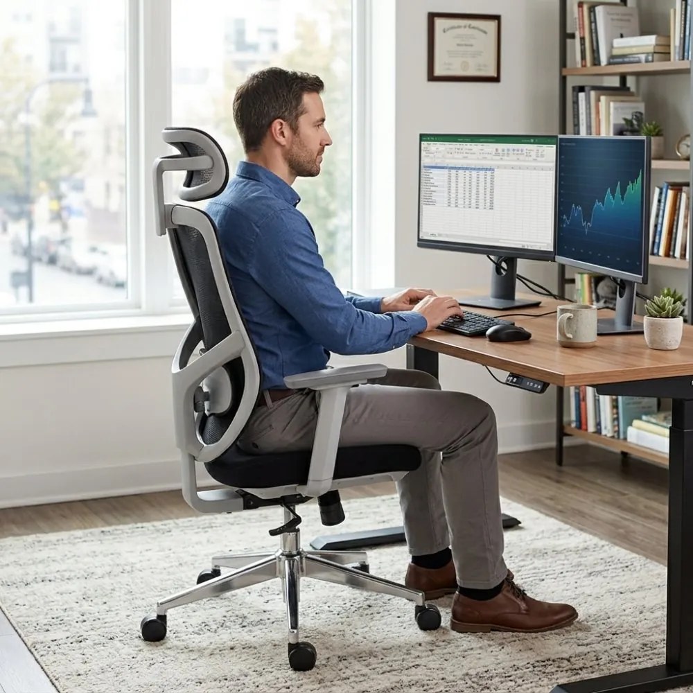 Kancelárska ergonomická stolička Neoseat ALLY WHITE — čierna / biela, nosnosť 150 kg