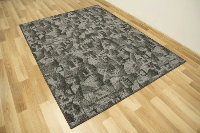 Metrážny koberec Flamingo 74 tmavo sivý / čierny