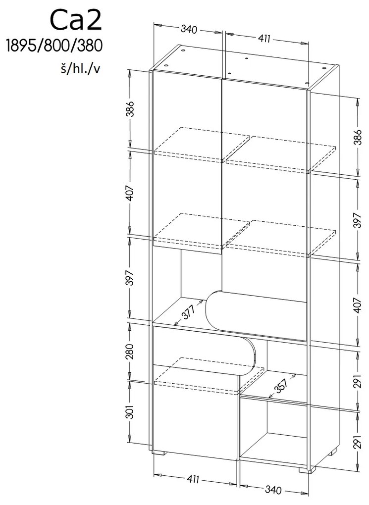 Šatníková skriňa Caryl (svetlý grafit + leskla biela + dub nash). Akcia -20%. Vlastná spoľahlivá doprava až k Vám domov. 1040642