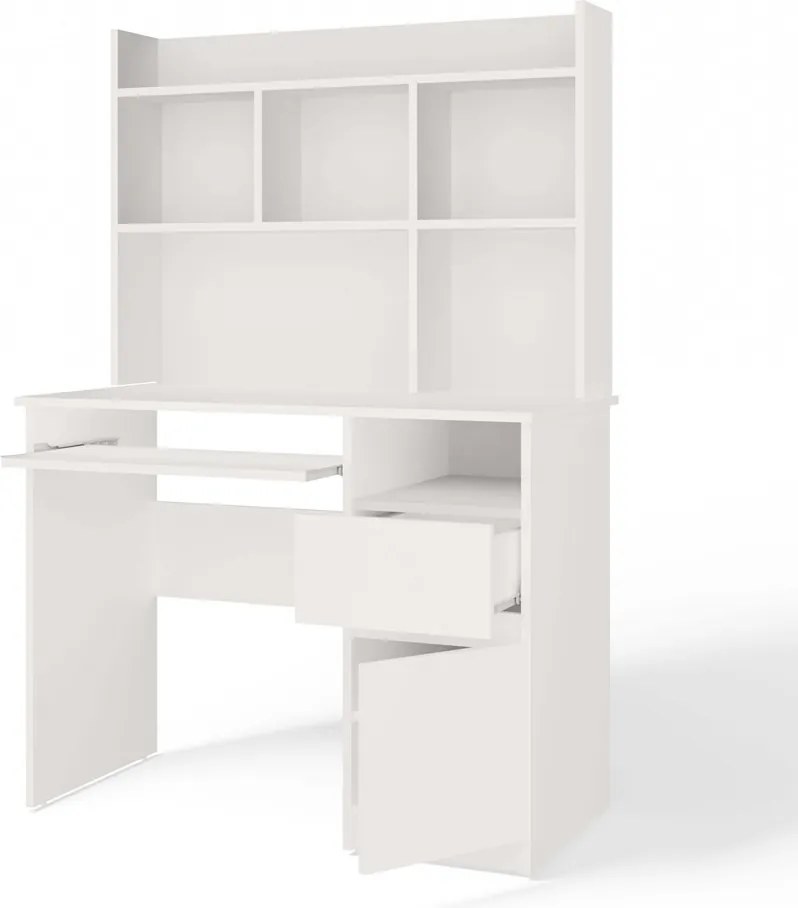 Písací stôl s nadstavcom PORTO pravý matná biela