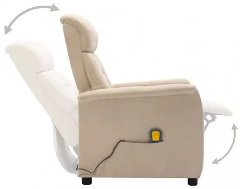 vidaXL Elektrické sklápacie masážne kreslo krémové umelá semišová koža-