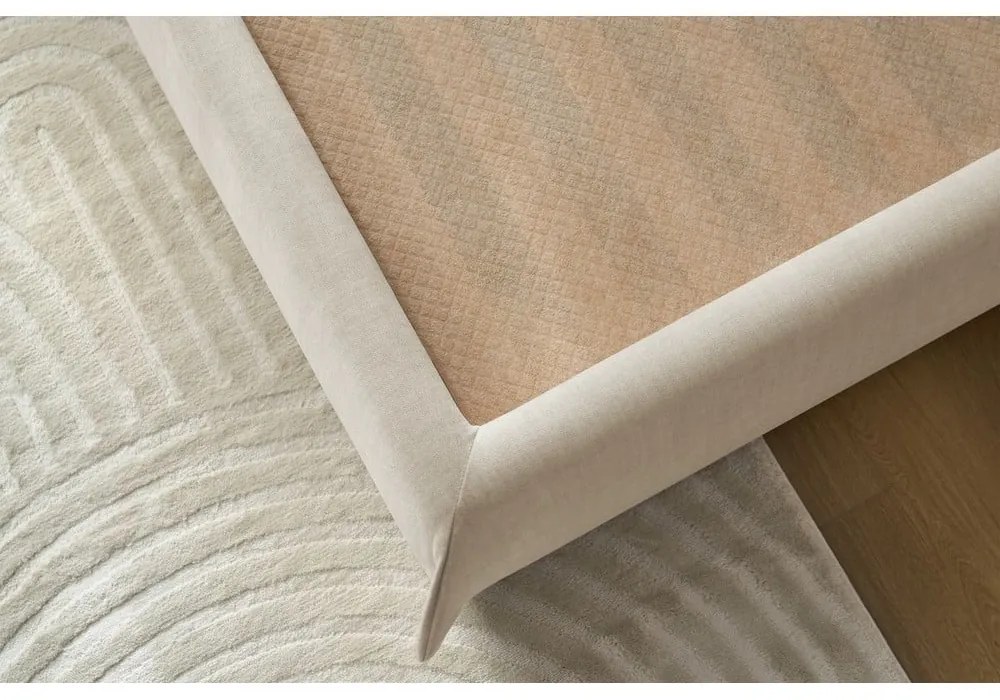 Béžová čalúnená dvojlôžková posteľ s úložným priestorom s roštom 180x200 cm Clothilde – Bobochic Paris