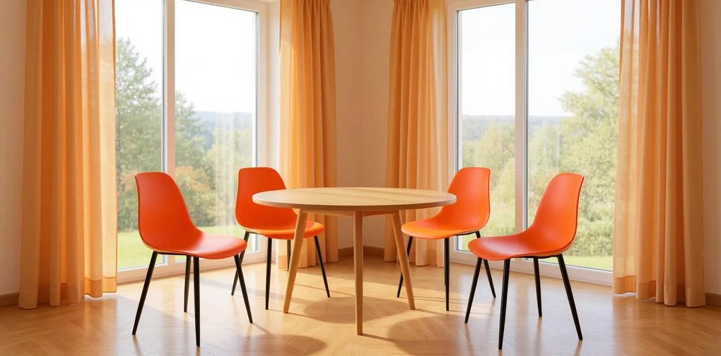 Pomarančová stolička OSAKA s čiernymi nohami