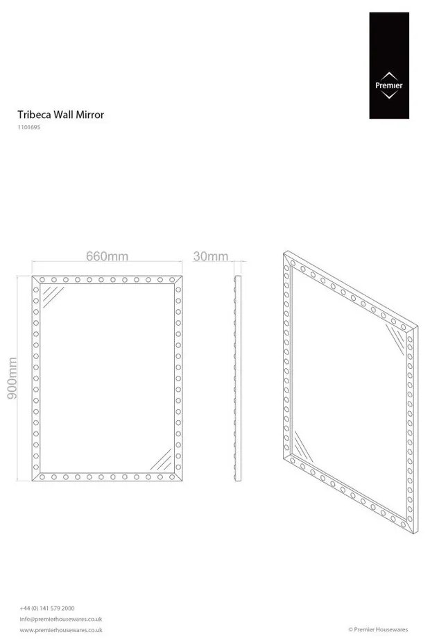 Nástenné zrkadlo 66x90 cm Tribeca – Premier Housewares