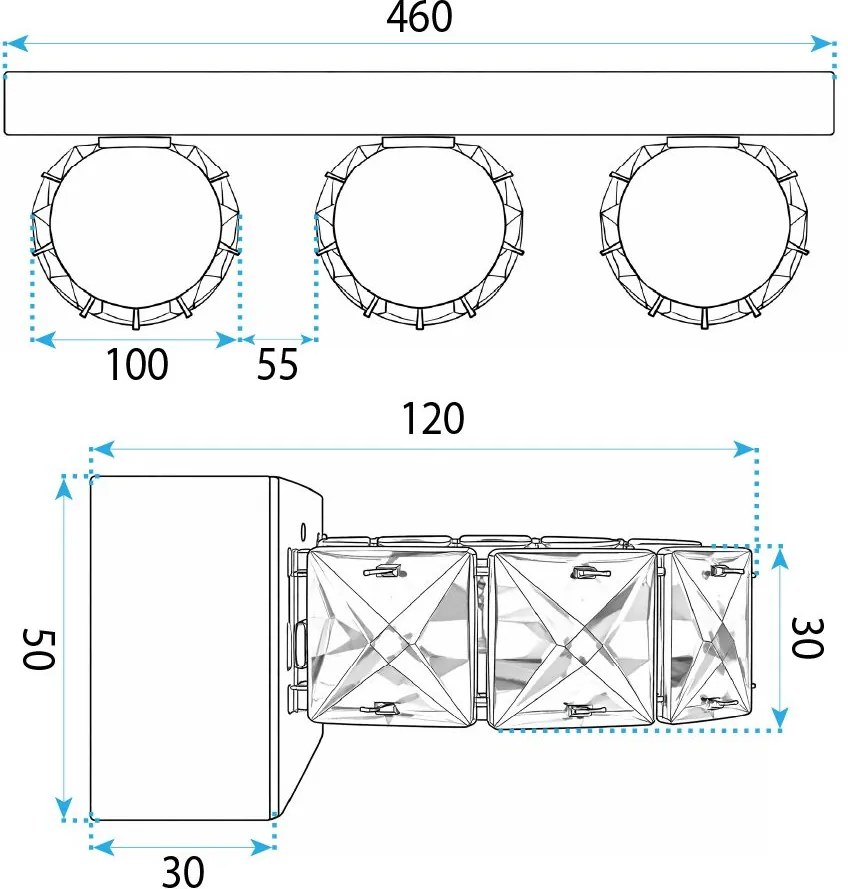 Toolight Toolight, LED nástenné svietidlo, 46 cm, 9W, 4000K, 500lm, zlatá lesklá, OSW-66073