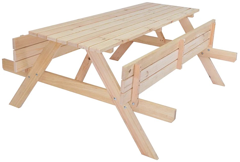 Masívny drevený pivný set so sklopnými lavicami 180 cm (prírodný)