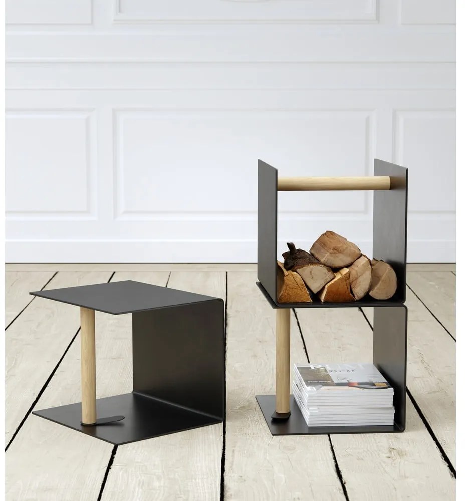 Čierny dekoratívny kovový/z eko kože úložný box 32x38x31 cm Bull – LIND DNA