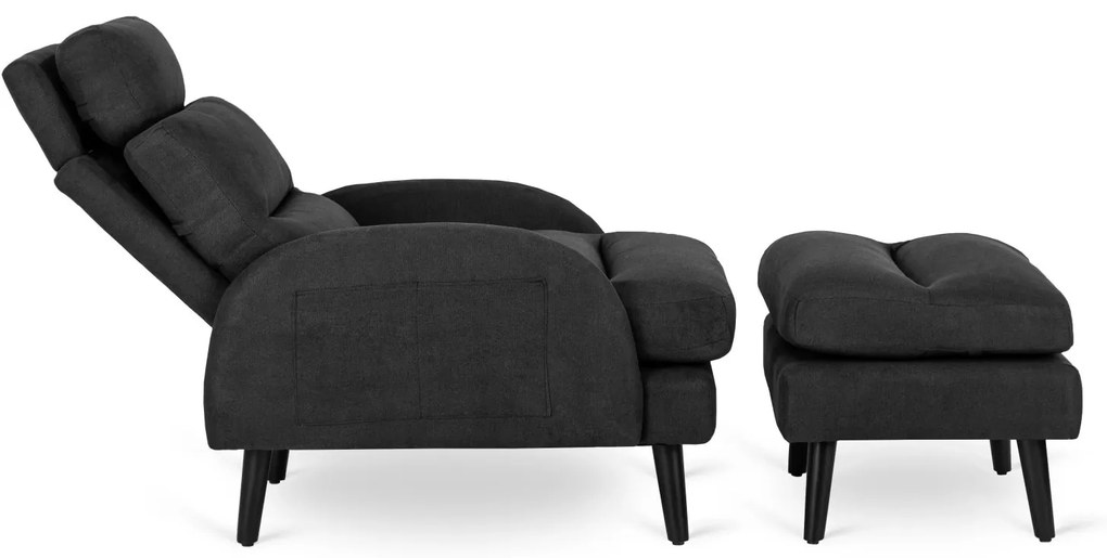 Polohovacie kreslo Henry s podnožkou čierne