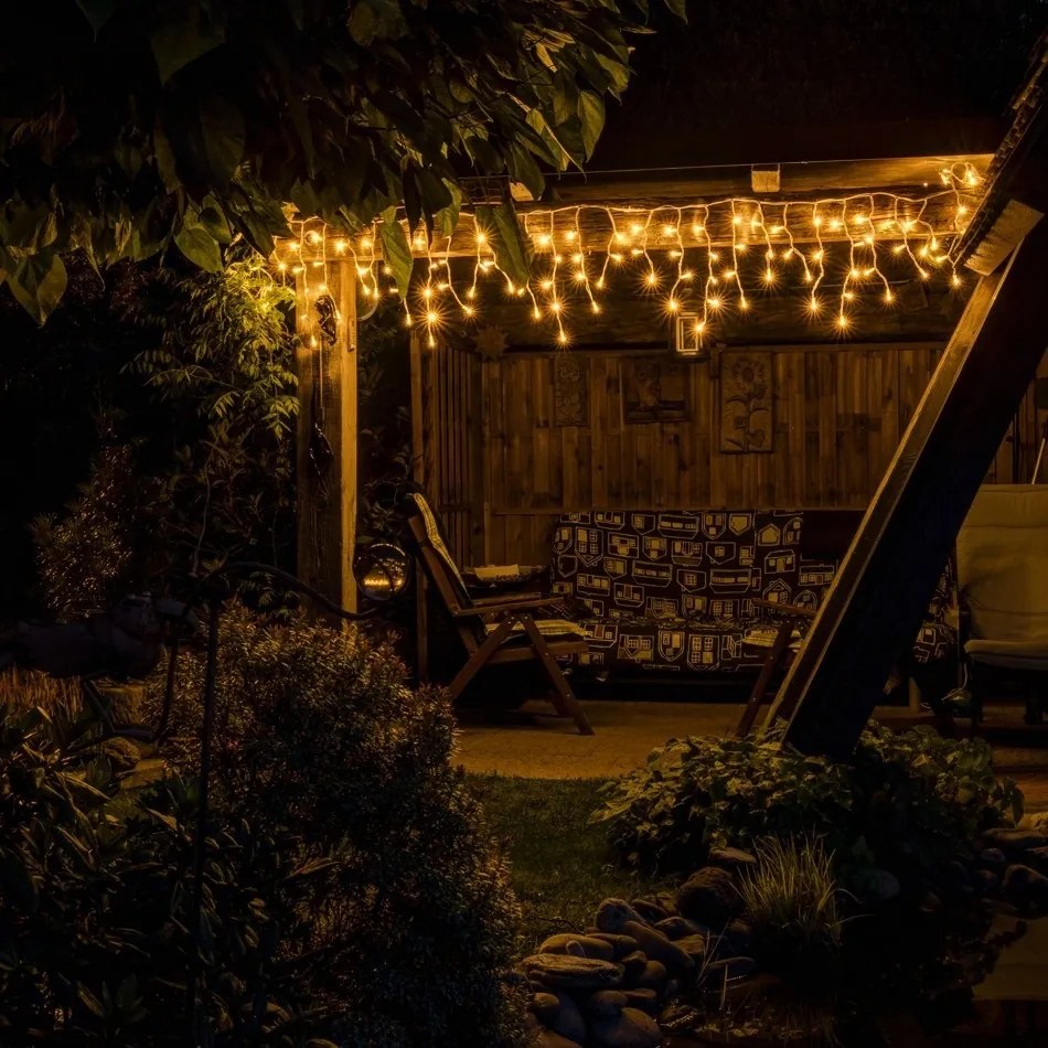 DECOLED LED svetlá vo forme rampúchov 3×0,5 m, teplá biela, 114 LED diód, IP67, biely kábel