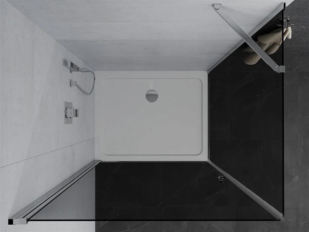 Mexen Pretoria, sprchovací kút 70 (dvere) x 100 (stena) cm, 6mm šedé sklo, chrómový profil + biela sprchová vanička, 852-070-100-01-40-4010