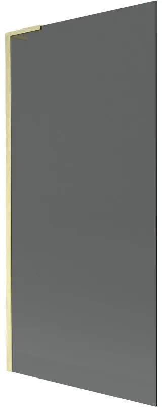 Mexen Next L, 1-krídlová vaňová zástena 90 x 150 cm, 6mm šedé sklo, zlatý matný profil, 895-090-000-03-40-55
