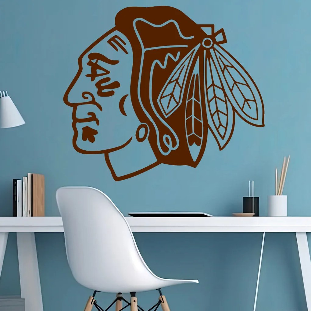 Veselá Stena Samolepka Hokejový tím Chicago Blackhawks Farba: béžová, Veľkosť: 40 x 34 cm
