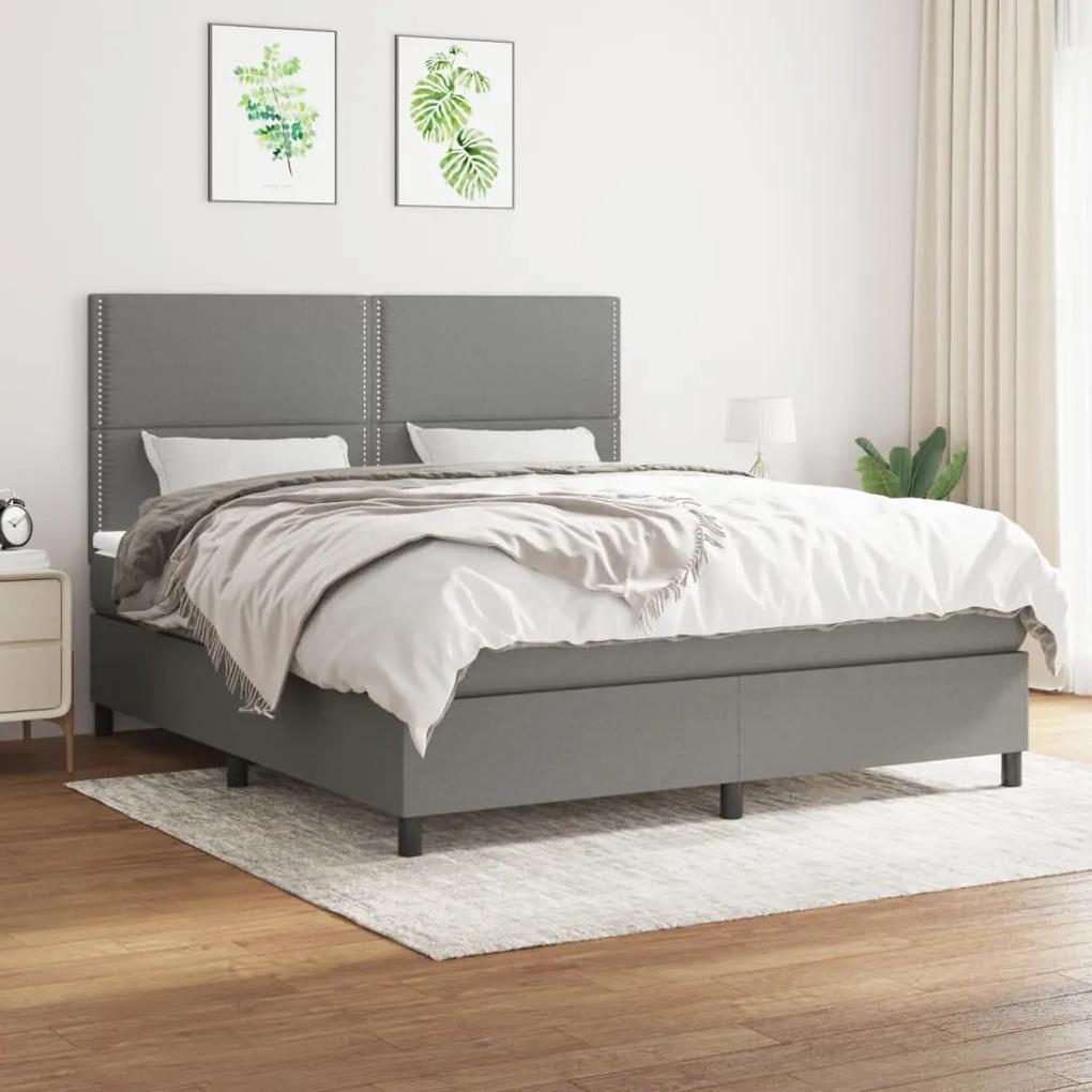 Boxspring posteľ s matracom tmavosivá 180x200 cm látka 3141714