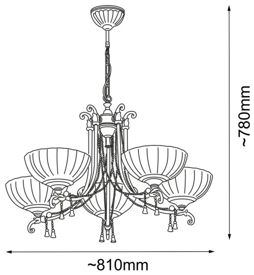 Amplex 8315 - Luster na reťazi GRANADA 5xE27/10W/230V