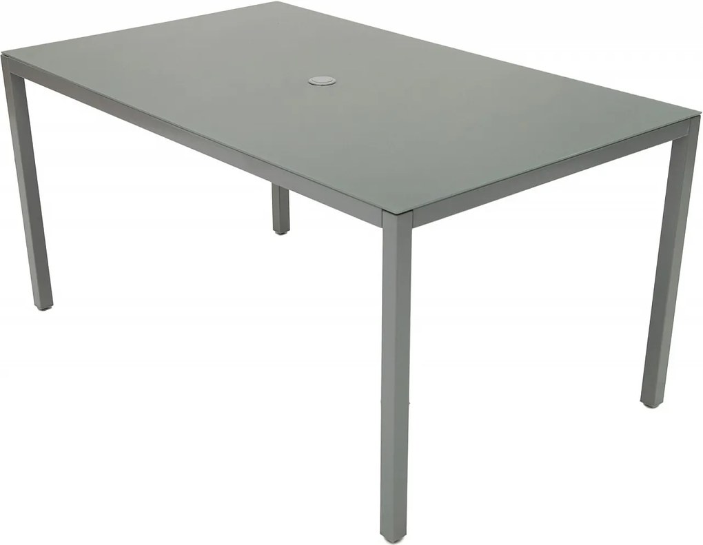 Kovový stôl so sklom DEO805 150 x 90 cm (sivý)
