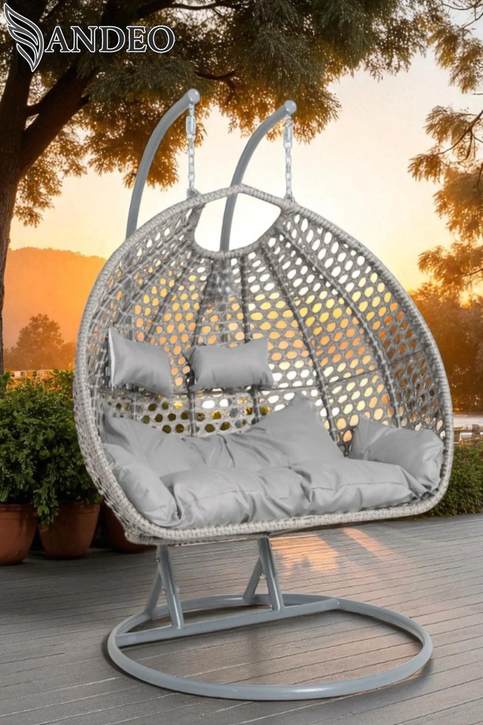 Závesné hojdacie dvojkreslo ARUBA EXTRA nosnosť 250kg - sivé