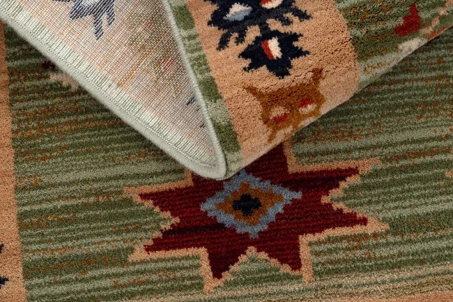 Koberec KESHAN, strapce 6902/53533 zelený / terakota