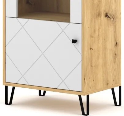 Vysoká vitrína Bilbao, dub artisan/biela