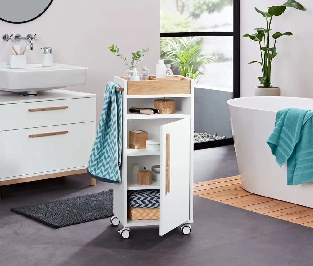 Vysoká skrinka do kúpeľne »Eklund«, biela