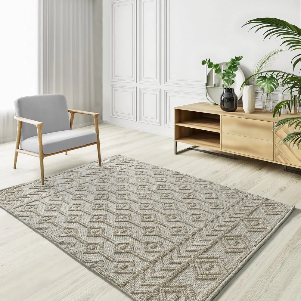 Krémový prateľný ručne tkaný koberec z recyklovanej bavlny 120x170 cm Pamuk – Universal