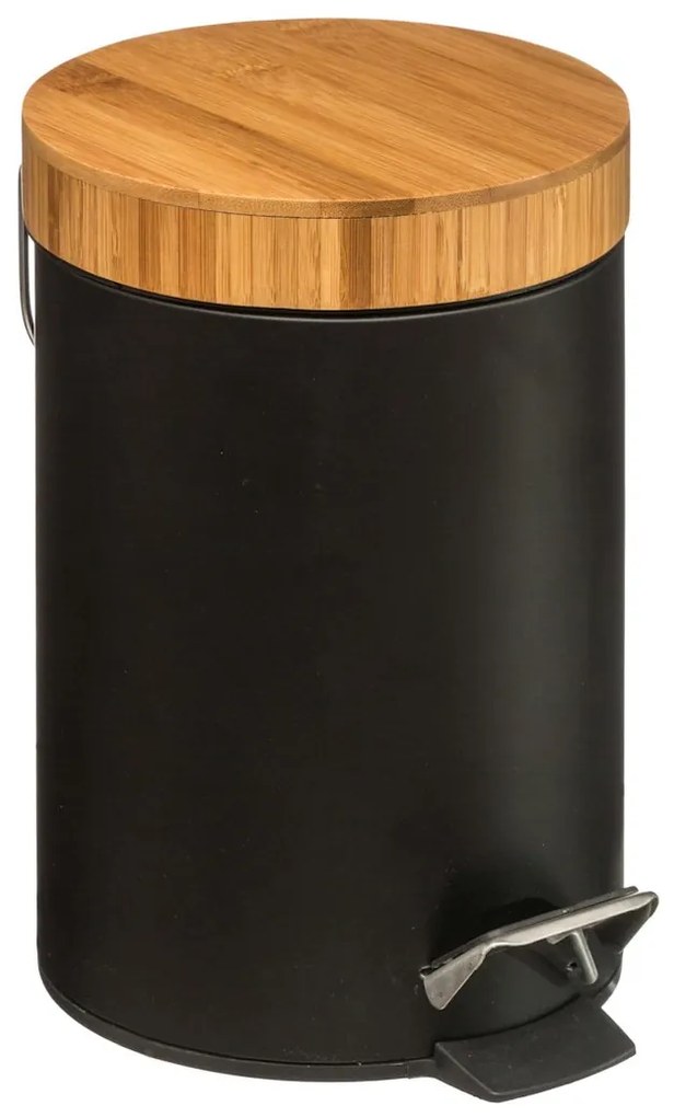 Odpadkový kôš Natureo, čierna/s drevenými prvkami, 3L
