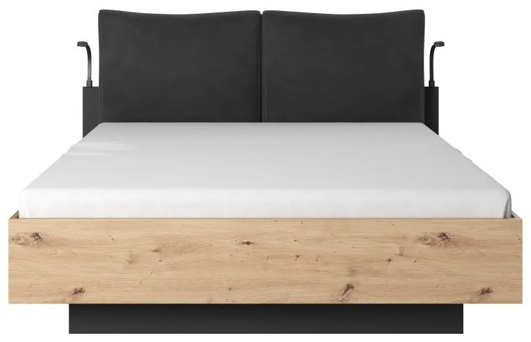 Čalúnená posteľ NEST 160 x 200 cm remeselný dub/antracit